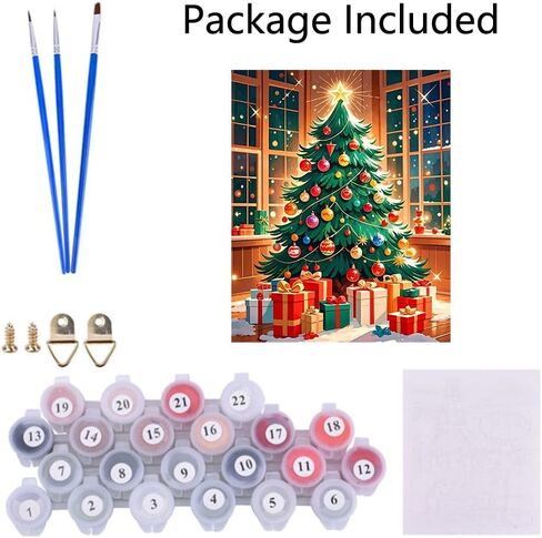 ACIOPPL Paint by Numbers for Adults Beginner Christmas DIY Acrylic Painting Kits Christmas Tree Oil Painting by Number Kit Drawing Paintwork Paint Canvas Set for Home Wall Decor Christmas Tree in Saudi Arabia