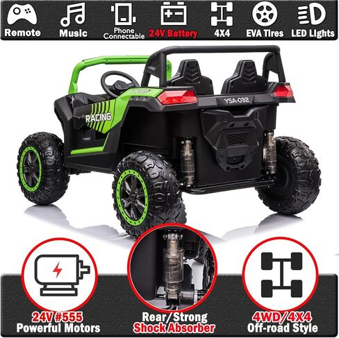 NewQida XXXL 24V Ride On Toys for Big Kids Utv utv legh 2 ate-at onced for Kids 4WD Ride on Truck with جهاز التحكم عن بعد ، جنبًا إلى جنب in Kuwait