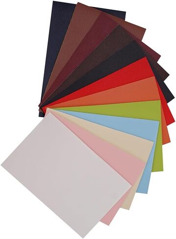 Litchi 12 Pieces Mixed Color 3.7x5.7inch Faux Leather Vinyl Fabric Sheets Sample in Kuwait