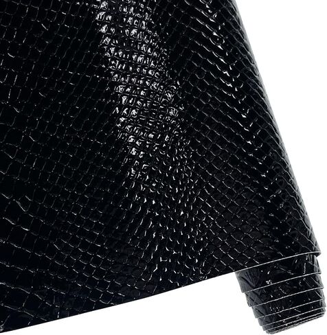 Oneart | لفة جلد فو ملمسة مرآة 12 "× 54" جلد الأفعى المنقوش بنفس فينيل PU الاصطناعية للأقواس الحرف المجوهرات صنع الأسود in Saudi Arabia
