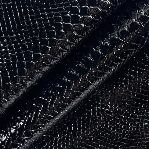 Oneart | لفة جلد فو ملمسة مرآة 12 "× 54" جلد الأفعى المنقوش بنفس فينيل PU الاصطناعية للأقواس الحرف المجوهرات صنع الأسود in Saudi Arabia