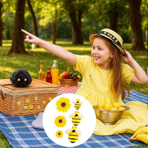 TIESOME 80 Pieces Tiny Resin Bees Daisy Flowers, 3 Sizes Resin Bees Daisy Decor Flatback Daisy Flowers Bumble Bees Embellishment for DIY Craft Scrapbooking Phone Case Wreath in Kuwait