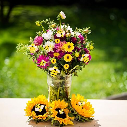 TIESOME 80 Pieces Tiny Resin Bees Daisy Flowers, 3 Sizes Resin Bees Daisy Decor Flatback Daisy Flowers Bumble Bees Embellishment for DIY Craft Scrapbooking Phone Case Wreath in Kuwait