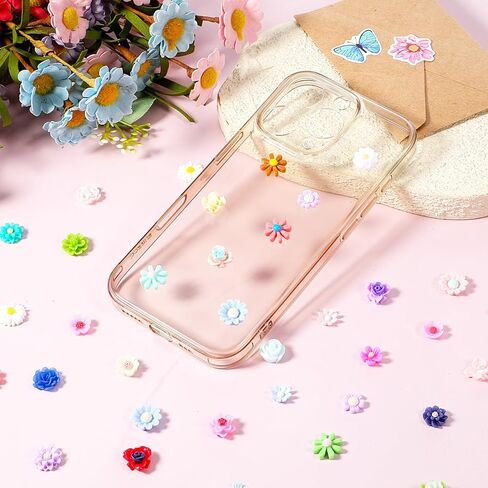 100PCS Mini Resin Charms Flowers for Craft Cabochons Flatback Flower Beads Charms Mixed Colors Embellishment Tiny Flowers for Jewelry Making DIY Cardmaking Scrapbooking Decor Phone Hair Accessories in Saudi Arabia