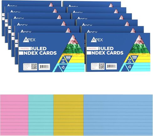 بطاقات الفهرس 3x5 Bulk ، (2400 بطاقة ، باستيل) ، بطاقات فلاش ملونة للدراسة ، بطاقات الملاحظات ، البطاقات التعليمية ، notecards ، 100 لكل حزمة ، (24 حزمة) in Saudi Arabia