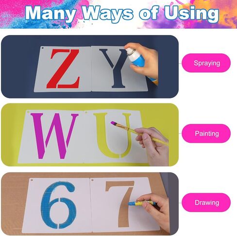 7 Inch Letter Stencils & Numbers Kit - 36pcs Reusable Plastic Stencil Templates for Painting Wood, Wall, Fabric - Large Alphabet Art Stencils for Chalkboard, Signage, DIY Projects in Saudi Arabia