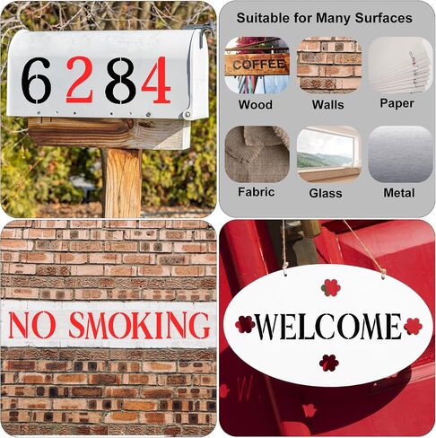 7 Inch Letter Stencils & Numbers Kit - 36pcs Reusable Plastic Stencil Templates for Painting Wood, Wall, Fabric - Large Alphabet Art Stencils for Chalkboard, Signage, DIY Projects in Saudi Arabia