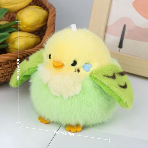 3.9 inches Parakeet Plush Toy Bird Stuffed Animal Plush Toy Holder Bag Pendant Party Christmas Birthday Valentine's Day Gifts Toys for Kids Girlfrends in Kuwait