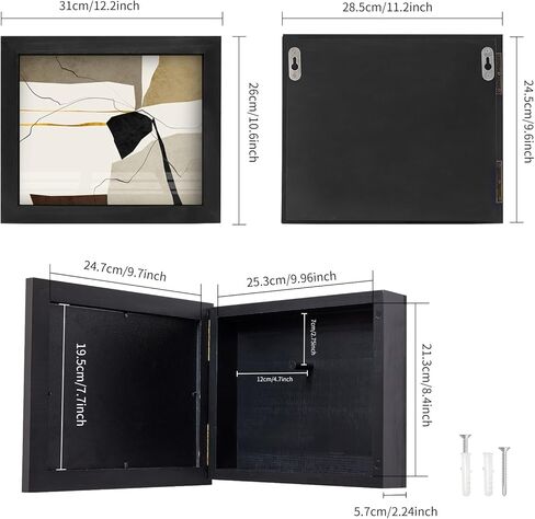 تخزين بندقية مخفي ، بندقية مخفية آمنة للمسدسات مع قفل مغناطيسي ، إطارات صور خشبية للمسدس ، وأثاث المنزل الخفي ، وأثاث الأثاث الإخفاء صندوق إطار صورة ، أسود in Kuwait