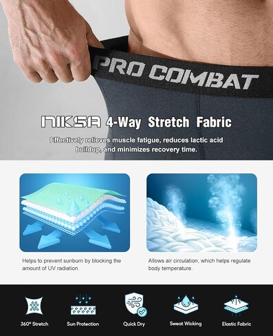 Niksa 4 Pack Compression Shorts Men with Pocket, Spandex Running Shorts Sport Athletic Workout Performance Underwear in Kuwait