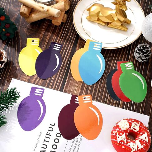 Whaline 160pcs عيد الميلاد ورق الهدايا مع حبل القنب 16 ألوان عيد الميلاد المصباح المصباح العلامات الملونة العطلة معلقة مسبقا مع الثقوب in Saudi Arabia
