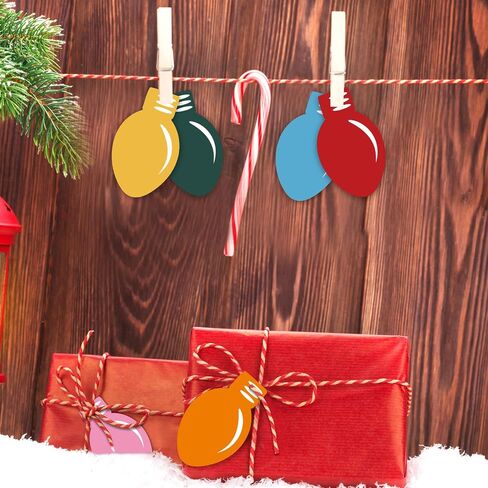 Whaline 160pcs عيد الميلاد ورق الهدايا مع حبل القنب 16 ألوان عيد الميلاد المصباح المصباح العلامات الملونة العطلة معلقة مسبقا مع الثقوب in Saudi Arabia
