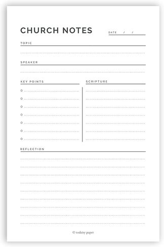 Todaisy Paper Church Notes Notepad 5.5 x 8.5 Tear Away Notepad, Sermon Christian Worship Study Guide, Religious Teaching Tool. 50 tear off sheets in Saudi Arabia