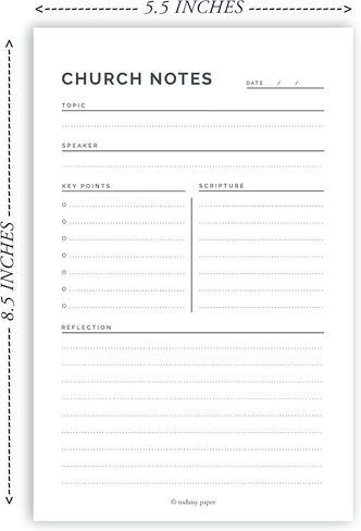 Todaisy Paper Church Notes Notepad 5.5 x 8.5 Tear Away Notepad, Sermon Christian Worship Study Guide, Religious Teaching Tool. 50 tear off sheets in Saudi Arabia