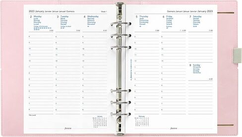 Filofax Domino Soft Organizer ، حجم A5 ، الوردي الشاحب-السلس ، نظرة الجلدية ، تأثير الحبوب ، اللمس ، ست حلقات ، مذكرات تقويم لمدة أسبوع إلى آخر ، متعدد اللغات ، 2025 (C022604-25) in Saudi Arabia