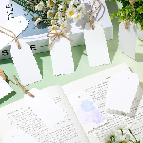 50 حزمة مصنوعة يدويًا علامات حافة DECKLE مع سلسلة 3.75 × 1 in Saudi Arabia