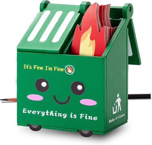 Dumpster Fire Desk Accessories, Dumpster Fire Pencil Holder Set with 100 Pcs Flame Note Cards, Cute Office Desk Decor Funny Gifts for Coworker Staff Team Teachers in Saudi Arabia