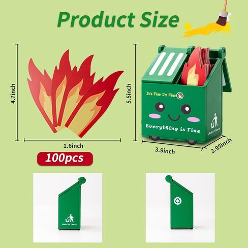 Dumpster Fire Desk Accessories, Dumpster Fire Pencil Holder Set with 100 Pcs Flame Note Cards, Cute Office Desk Decor Funny Gifts for Coworker Staff Team Teachers in Saudi Arabia
