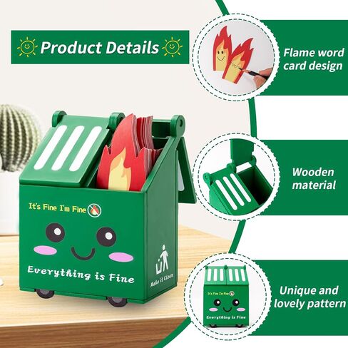 Dumpster Fire Desk Accessories, Dumpster Fire Pencil Holder Set with 100 Pcs Flame Note Cards, Cute Office Desk Decor Funny Gifts for Coworker Staff Team Teachers in Saudi Arabia