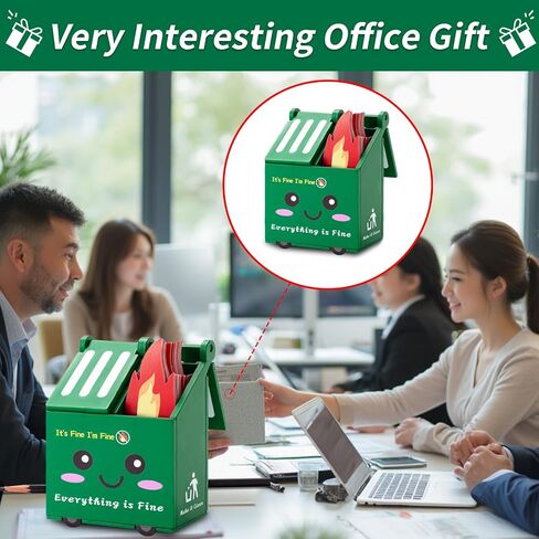 Dumpster Fire Desk Accessories, Dumpster Fire Pencil Holder Set with 100 Pcs Flame Note Cards, Cute Office Desk Decor Funny Gifts for Coworker Staff Team Teachers in Saudi Arabia