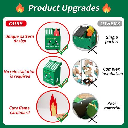 Dumpster Fire Desk Accessories, Dumpster Fire Pencil Holder Set with 100 Pcs Flame Note Cards, Cute Office Desk Decor Funny Gifts for Coworker Staff Team Teachers in Saudi Arabia
