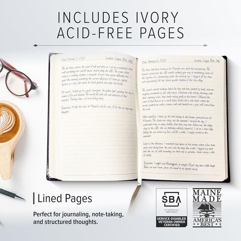 Gallery Leather Journal - Crafted in Maine, USA - Elegant Leather Writing Notebook with 192 Lined Pages - A Timeless Space for Your Thoughts - Acadia Black, 9.75x7.5, Large Lined in Kuwait