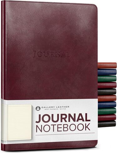 Gallery Leather Journal - Crafted in Maine, USA - Elegant Leather Writing Notebook with 192 Lined Pages - A Timeless Space for Your Thoughts - Acadia Black, 9.75x7.5, Large Lined in Kuwait
