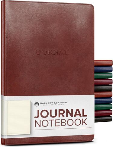Gallery Leather Journal - Crafted in Maine, USA - Elegant Leather Writing Notebook with 192 Lined Pages - A Timeless Space for Your Thoughts - Acadia Black, 9.75x7.5, Large Lined in Kuwait