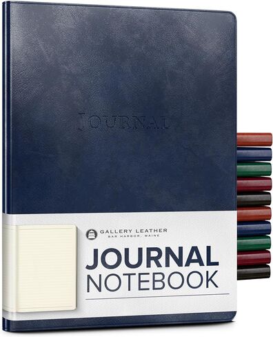 Gallery Leather Journal - Crafted in Maine, USA - Elegant Leather Writing Notebook with 192 Lined Pages - A Timeless Space for Your Thoughts - Acadia Black, 9.75x7.5, Large Lined in Kuwait