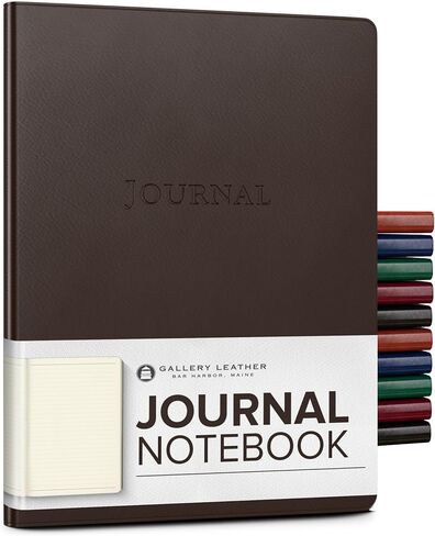 Gallery Leather Journal - Crafted in Maine, USA - Elegant Leather Writing Notebook with 192 Lined Pages - A Timeless Space for Your Thoughts - Acadia Black, 9.75x7.5, Large Lined in Kuwait