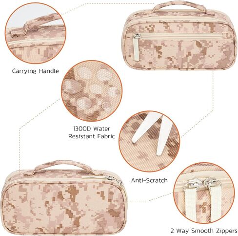 ECHSRT Tactical Pencil Case for Boy, Extra Large Capacity Camo Pencil Pouch for Men Adults, 3 Compartment Zipper Pen Case, Small Tool Bag Organizer for School Office Travel - Black in Kuwait