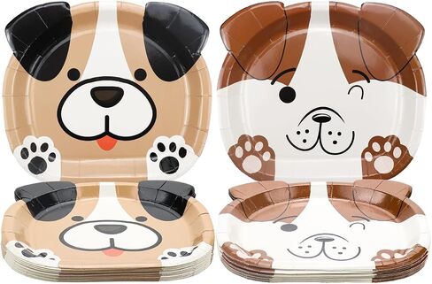 Dog Shaped Dinner Plates for Birthday, Baby Shower, Puppy Theme Party Supplies - Disposable Tableware (40ct) in Saudi Arabia