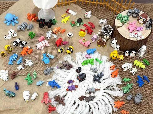 102 PCS Mini Random 3D Vypurins Protects Set ، ألعاب تململ مفصلية مرنة ، مفاجأة ثلاثية الأبعاد الديكور المكتبي ، مفضلات الحفلات ، مكافآت الفصول الدراسية (52 كبير 50 ​​صغيرًا) in Kuwait