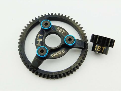 Hot Racing STE258 Steel Pinion and Spur Gear Set (18t/58t 32p)(Blue) - TRA in Saudi Arabia
