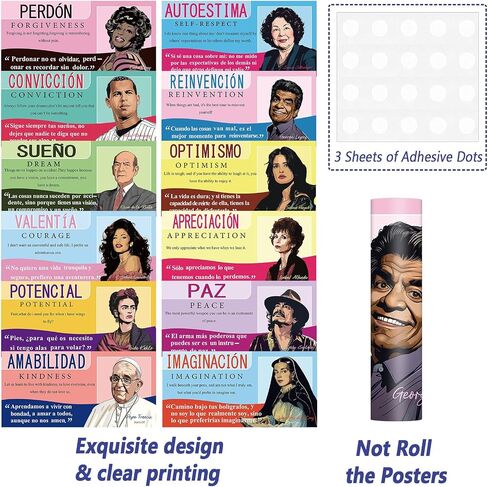 12 PCS Spanish English Famous Hispanic Figures Posters National Hispanic Heritage Month Decorations Motivational Famous Latino People Posters for Classroom Elementary Middle High School Supplies in Saudi Arabia