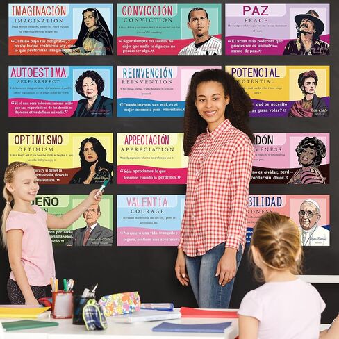 12 PCS Spanish English Famous Hispanic Figures Posters National Hispanic Heritage Month Decorations Motivational Famous Latino People Posters for Classroom Elementary Middle High School Supplies in Saudi Arabia