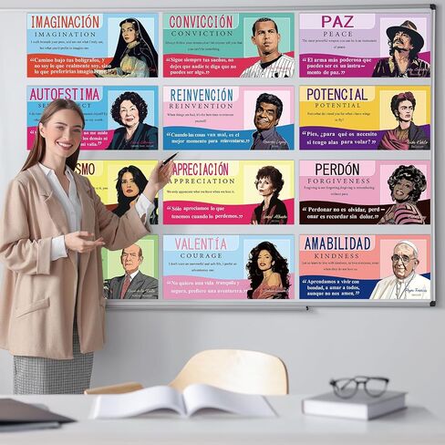 12 PCS Spanish English Famous Hispanic Figures Posters National Hispanic Heritage Month Decorations Motivational Famous Latino People Posters for Classroom Elementary Middle High School Supplies in Saudi Arabia