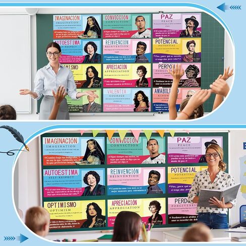 12 PCS Spanish English Famous Hispanic Figures Posters National Hispanic Heritage Month Decorations Motivational Famous Latino People Posters for Classroom Elementary Middle High School Supplies in Saudi Arabia