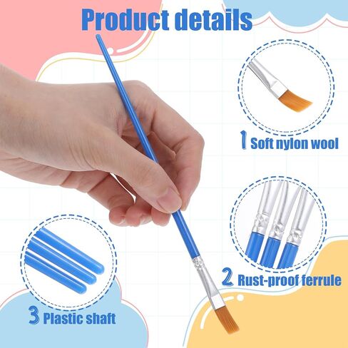 Giantree 30 PCS فرش الطلاء الصغيرة بالجملة ، شعر نايلون نصيحة مسطحة جولة فرش الطلاء البلاستيكية للبالغين والأطفال مناسبة لطلاء الزيت الرسم السيراميك والفنون الفنية برامج الطلاء (الأزرق) in Saudi Arabia