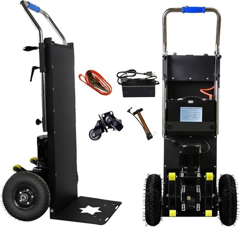 تسلق الدرج الكهربائي Dolly ، عربة Heavy Duty 880 رطلاً سعة 1200 واط شاحنة يدوية مزودة بمحركات مع تصميم قابل للطي لتحريك أجهزة الثلاجة (أسود) in Saudi Arabia