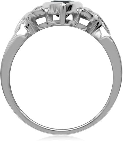 Silvershake Genuine Gemstone 925 Sterling Silver Triquetra Celtic Knot Solitaire Ring in Kuwait