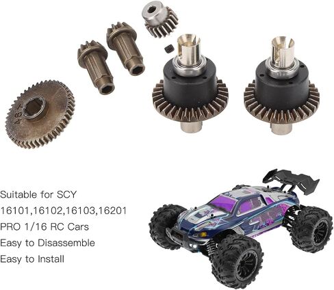 RC Car Motor Gear Kit, Differential Drive Assembly Single Gear Spindle Gear SCY 16101 16102 16103 16201pro 1/16 RC Cars in Saudi Arabia