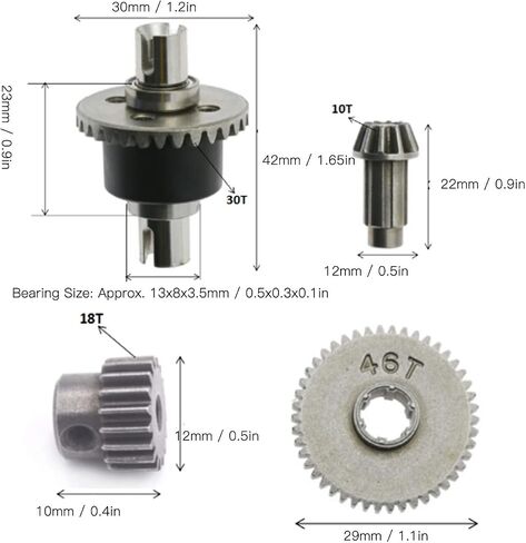 RC Car Motor Gear Kit, Differential Drive Assembly Single Gear Spindle Gear SCY 16101 16102 16103 16201pro 1/16 RC Cars in Saudi Arabia
