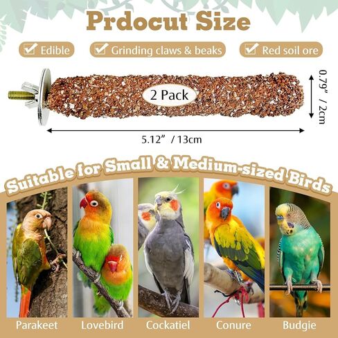 Pinvnby 4 PCS عرقات الطبيعية الطبيعية ببناء الكالسيوم المعدنية الببغاء المضغ العصي لعب الببغاء منقار طحن القفص الحجر الملحق in Kuwait