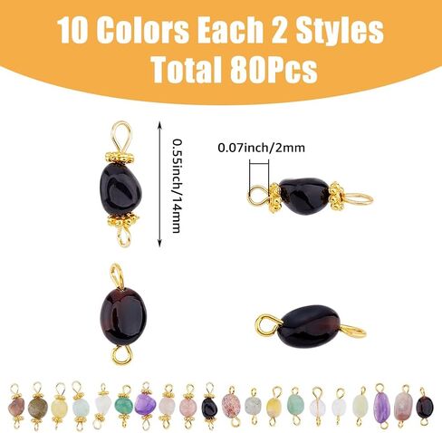Superfindings Gemstone Chip Quartz Crystal Charms Colorful Link Connector Charm for Necklace Keychain Make in Saudi Arabia