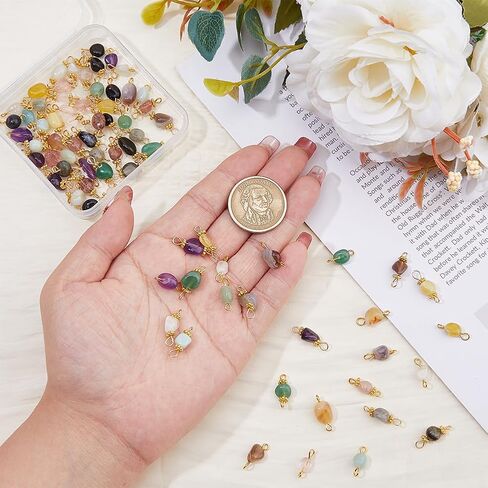Superfindings Gemstone Chip Quartz Crystal Charms Colorful Link Connector Charm for Necklace Keychain Make in Saudi Arabia
