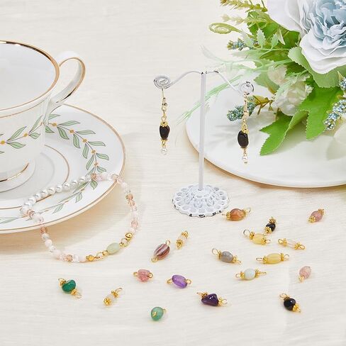 Superfindings Gemstone Chip Quartz Crystal Charms Colorful Link Connector Charm for Necklace Keychain Make in Saudi Arabia