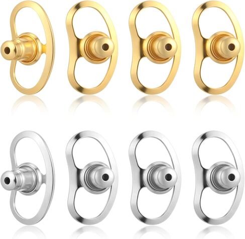 8pcs arkring rafters ظهورهم ، ودعم الأقراط للبدائل للأزرار ، ومربط ضيقة كبيرة للأقراط الثقيلة والأذنين (4 ذهبية و 4 فضية) in Kuwait