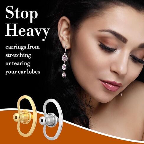 8pcs arkring rafters ظهورهم ، ودعم الأقراط للبدائل للأزرار ، ومربط ضيقة كبيرة للأقراط الثقيلة والأذنين (4 ذهبية و 4 فضية) in Kuwait