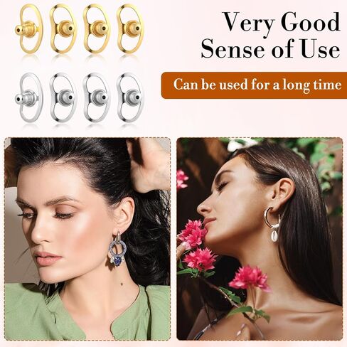 8pcs arkring rafters ظهورهم ، ودعم الأقراط للبدائل للأزرار ، ومربط ضيقة كبيرة للأقراط الثقيلة والأذنين (4 ذهبية و 4 فضية) in Kuwait